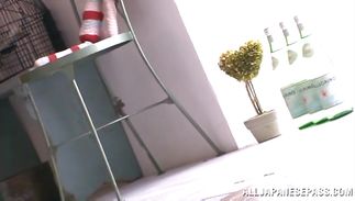 Lovable exotic sweetie Shunka Ayami got her cunt drilled good and got cum all over her face
